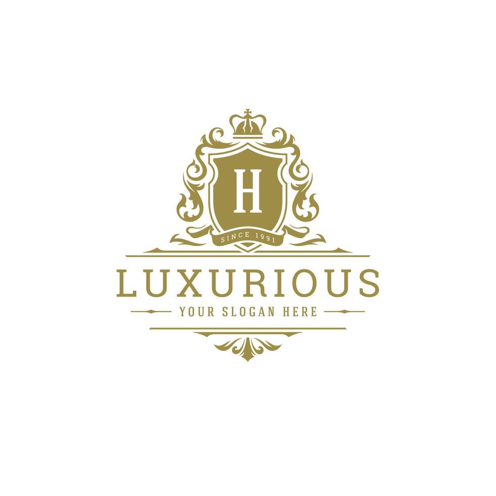 Luxury logo crest template design illustration. vector