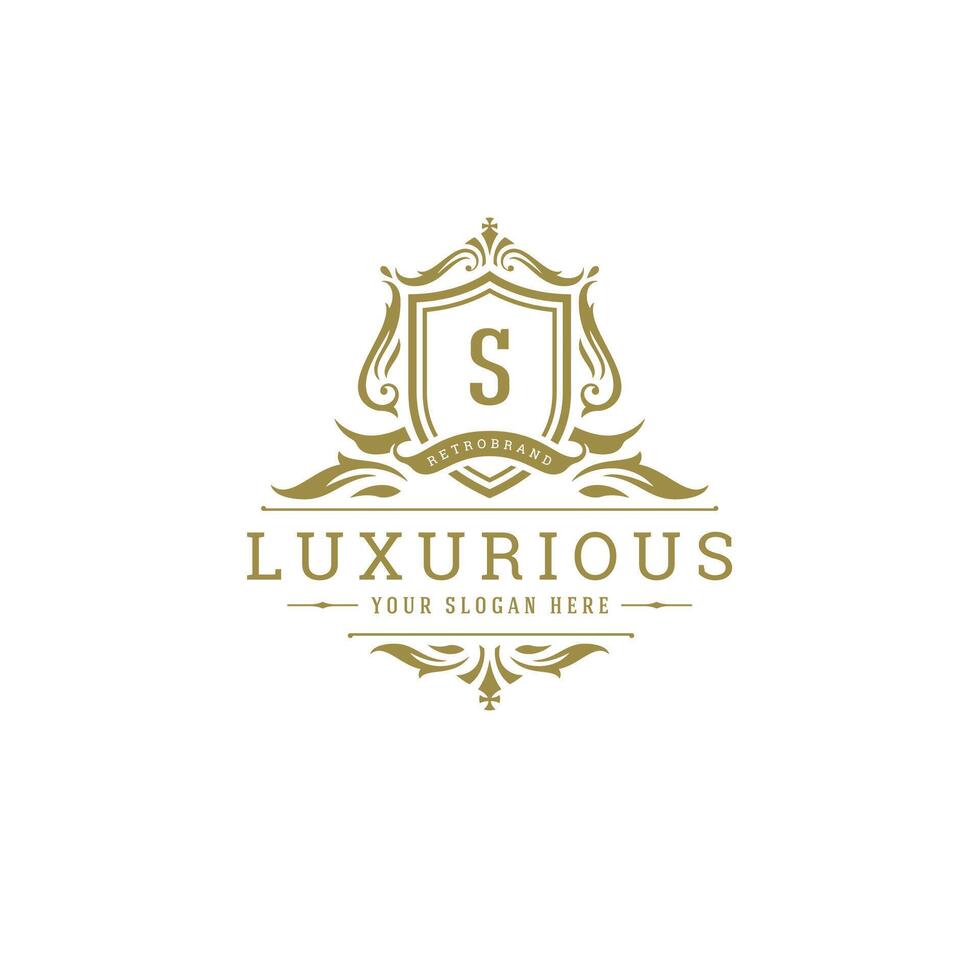 Luxury logo crest template design illustration. vector