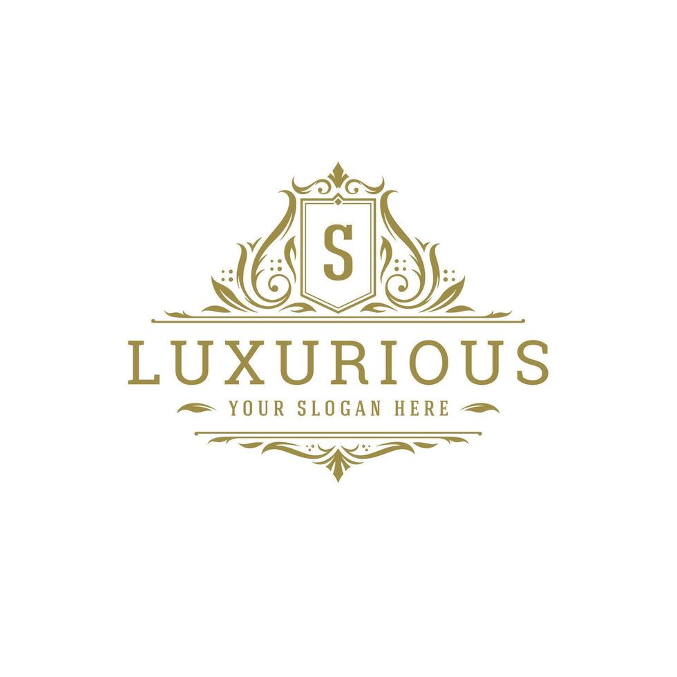 Luxury logo crest template design illustration. vector