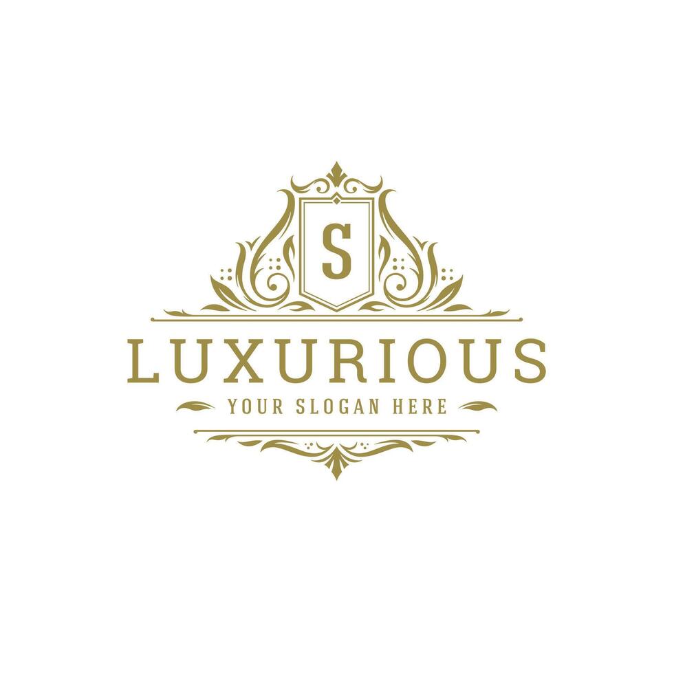 Luxury logo crest template design illustration. vector