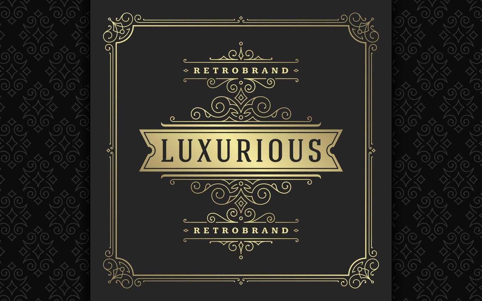 Vintage logo elegant flourishes line art graceful ornaments victorian style template design vector