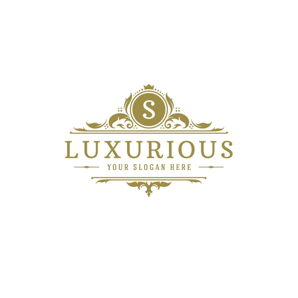 Luxury logo crest template design illustration. vector