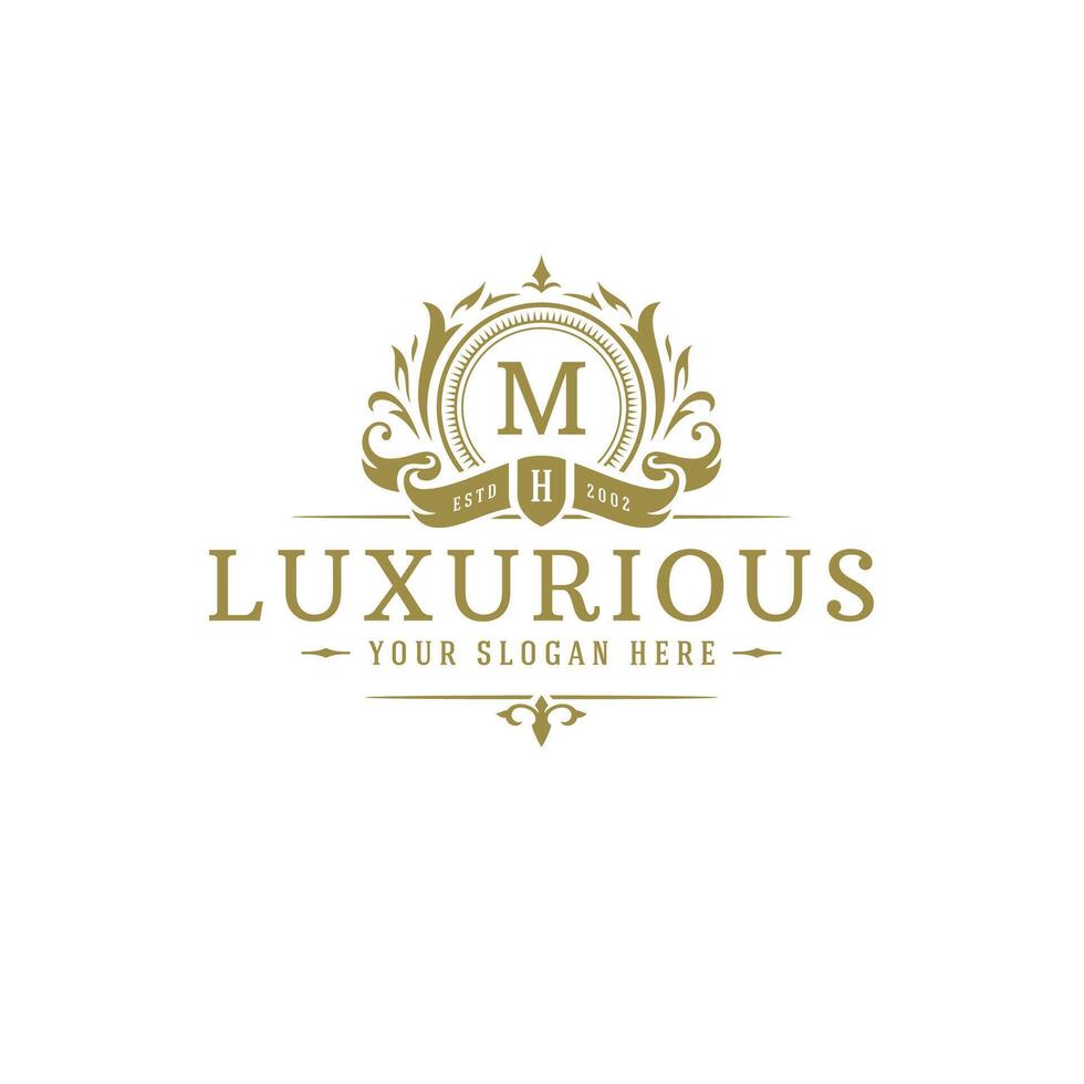 Luxury logo crest template design illustration. vector