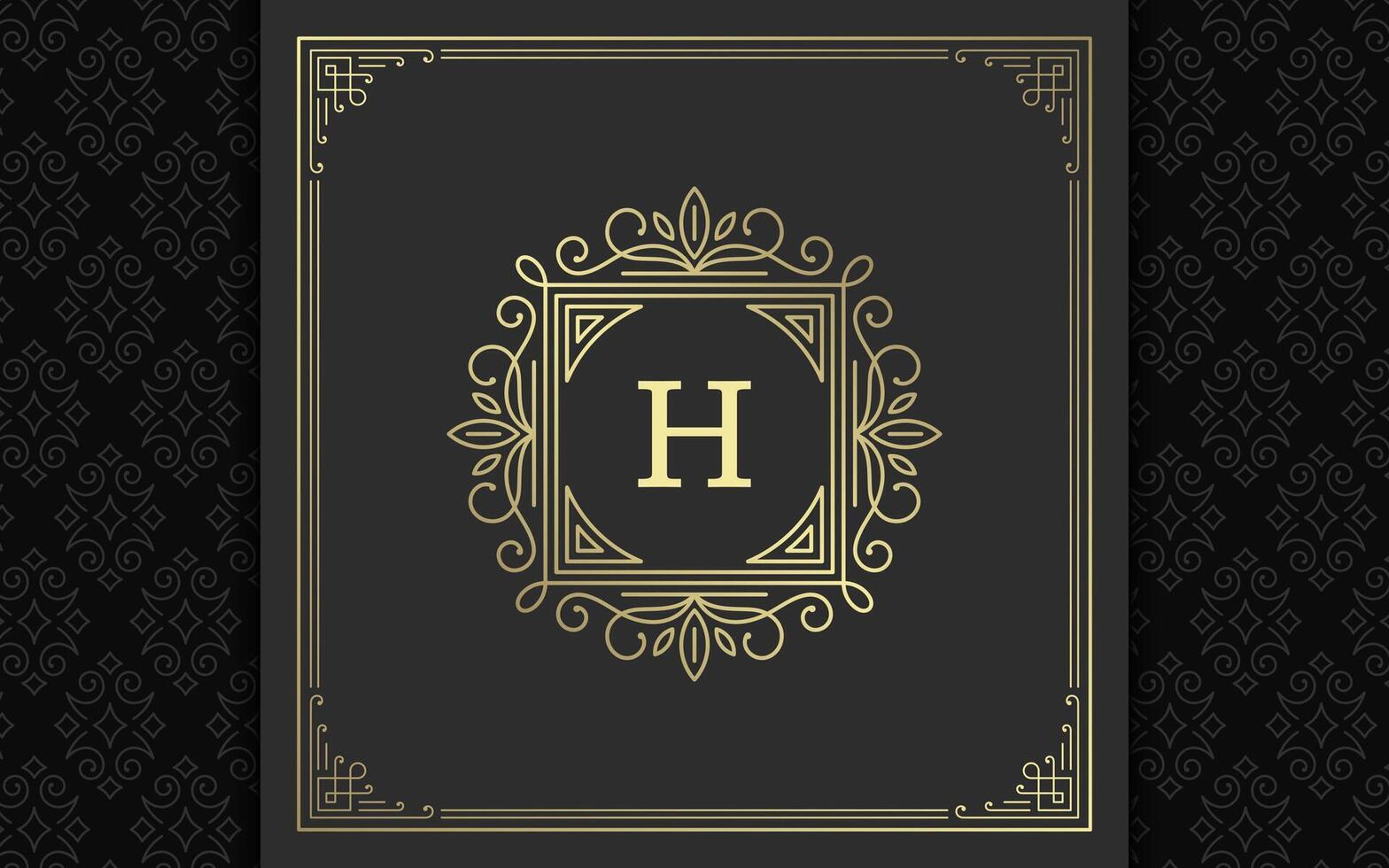 Vintage monogram logo elegant flourishes line art graceful ornaments victorian style template design vector