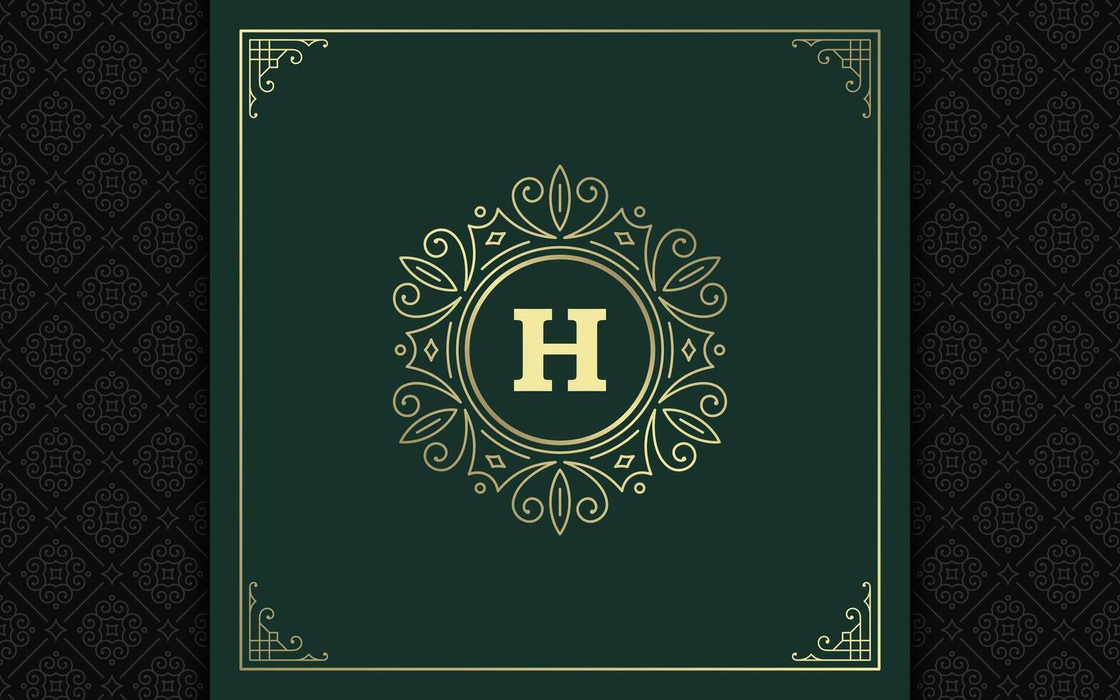 Vintage monogram logo elegant flourishes line art graceful ornaments victorian style template design vector