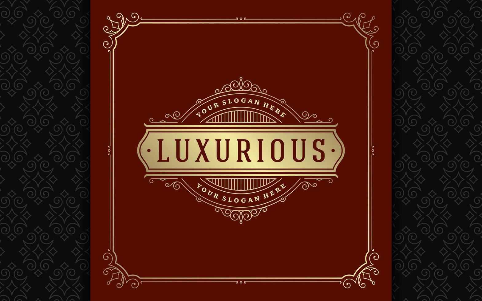 Vintage logo elegant flourishes line art graceful ornaments victorian style template design vector