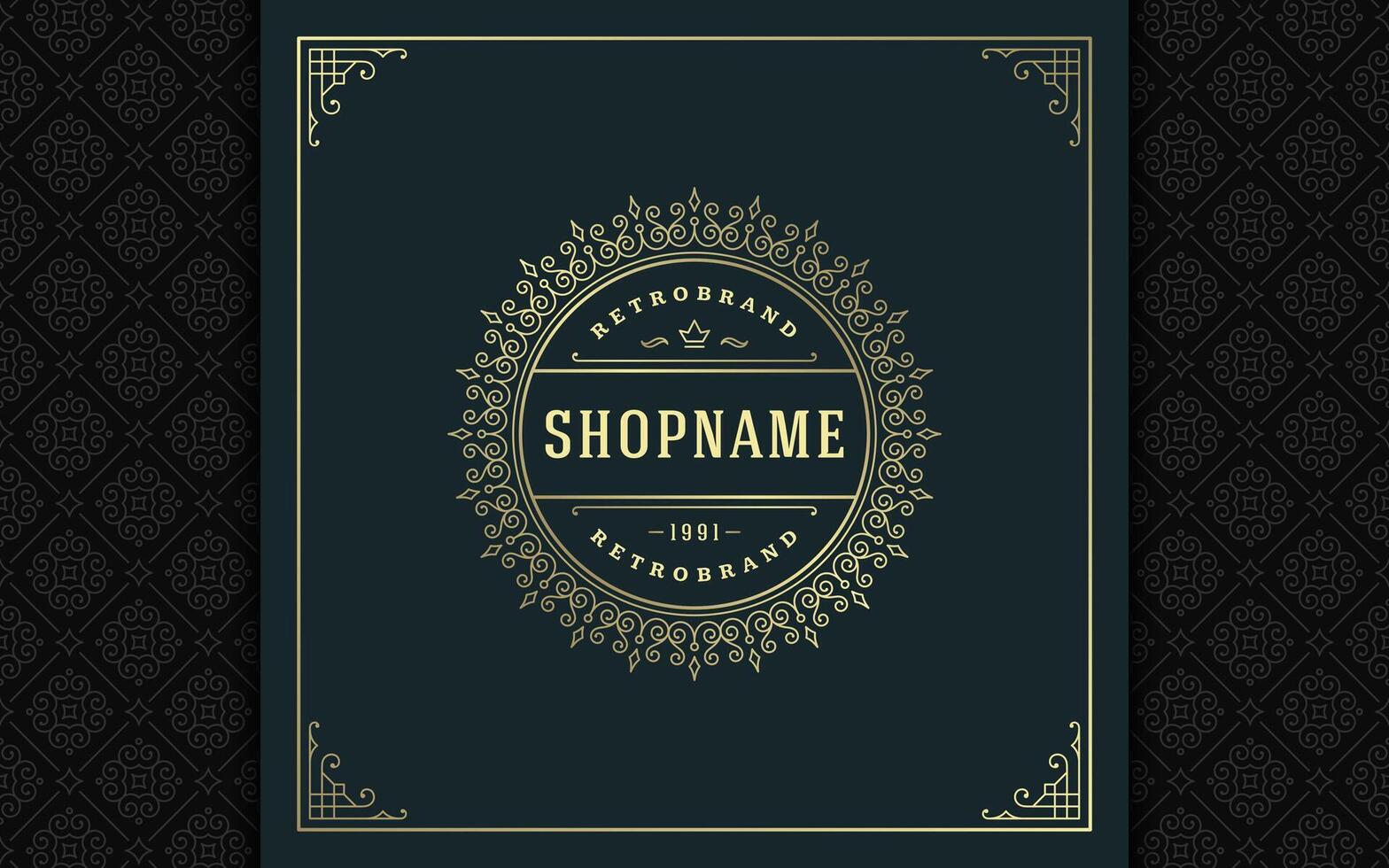 Vintage logo elegant flourishes line art graceful ornaments victorian style template design vector