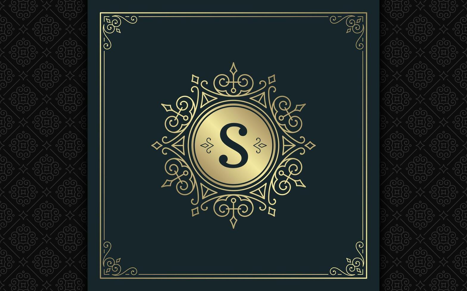 Vintage monogram logo elegant flourishes line art graceful ornaments victorian style template design vector