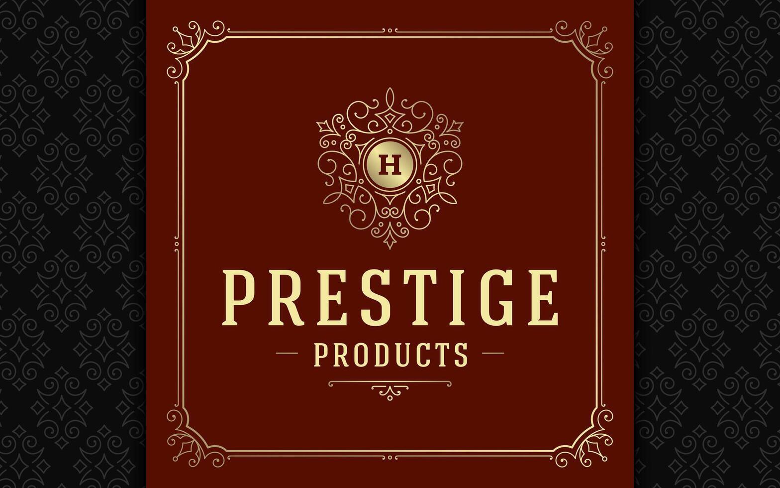 Vintage monogram logo elegant flourishes line art graceful ornaments victorian style template design vector