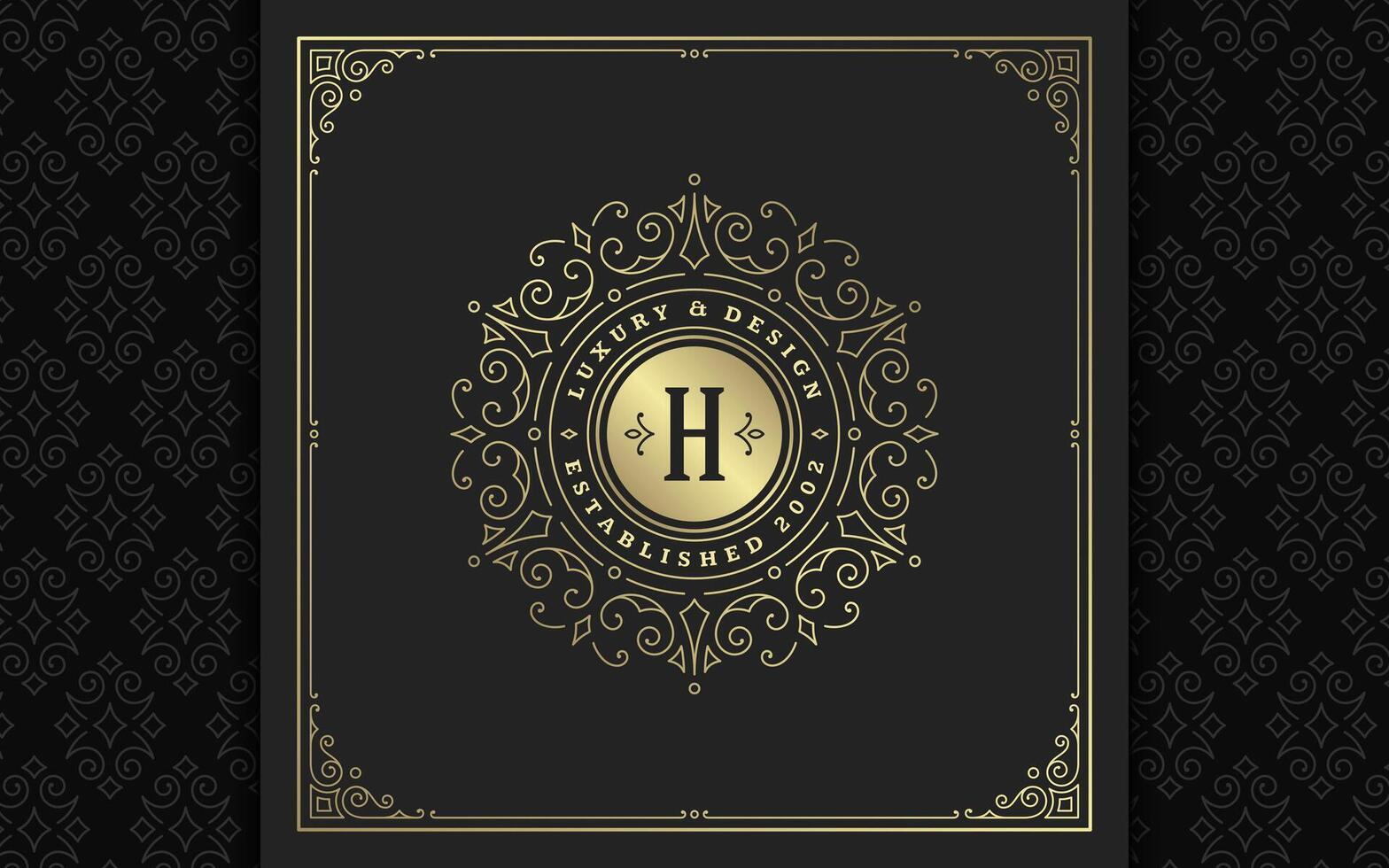 Vintage monogram logo elegant flourishes line art graceful ornaments victorian style template design vector