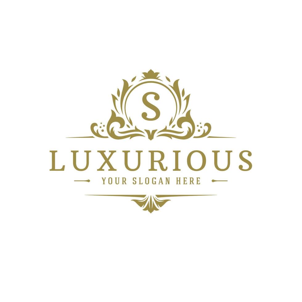 Luxury logo crest template design illustration. vector