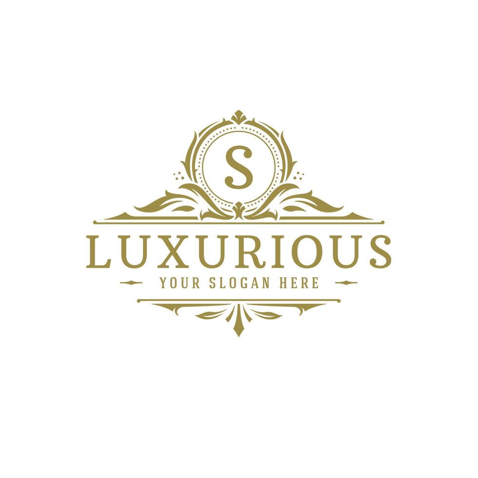 Luxury logo crest template design illustration. vector