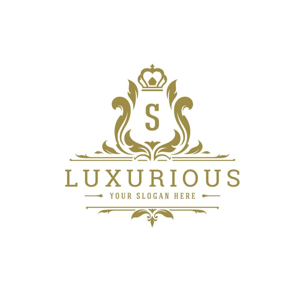 Luxury logo crest template design illustration. vector