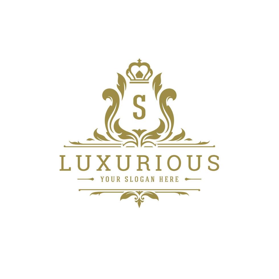 Luxury logo crest template design illustration. vector