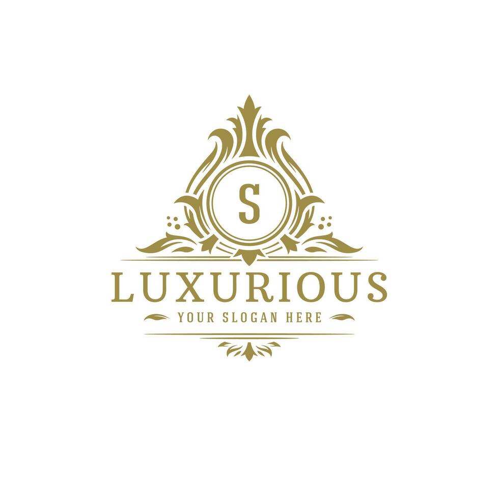 Luxury logo crest template design illustration. vector