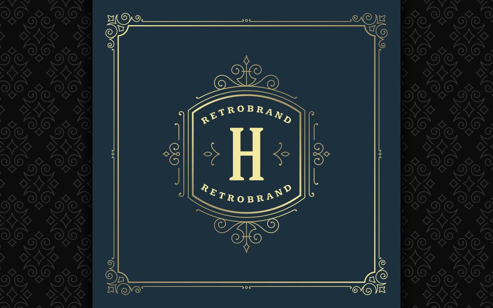 Vintage monogram logo elegant flourishes line art graceful ornaments victorian style template design vector