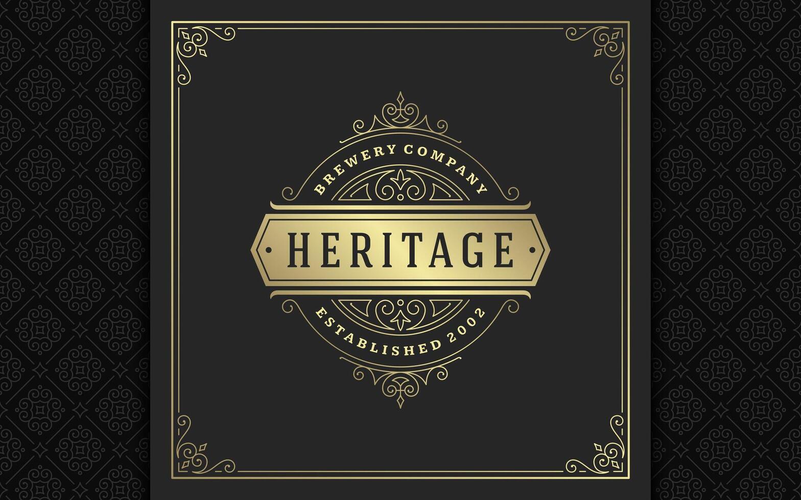 Luxury logo elegant vintage flourishes with victorian ornaments vector