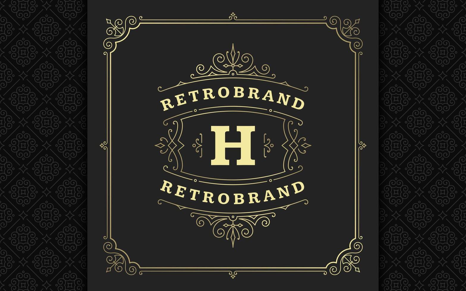 Vintage monogram logo elegant flourishes line art graceful ornaments victorian style template design vector