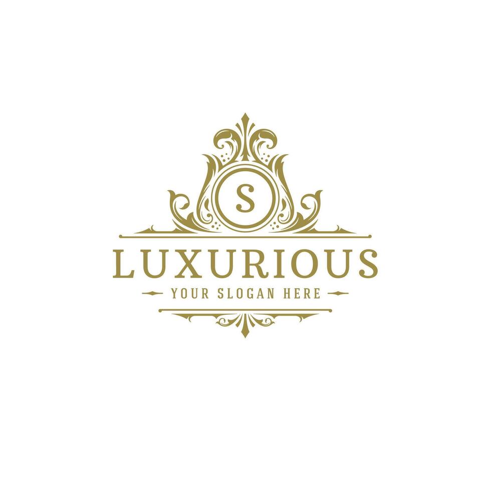 Luxury logo crest template design illustration. vector