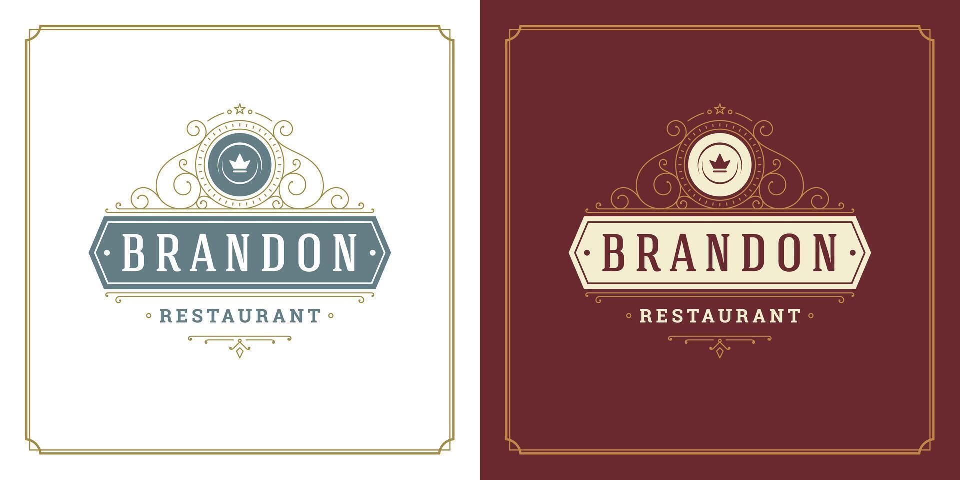 restaurante logo modelo ilustración para menú y café firmar vector