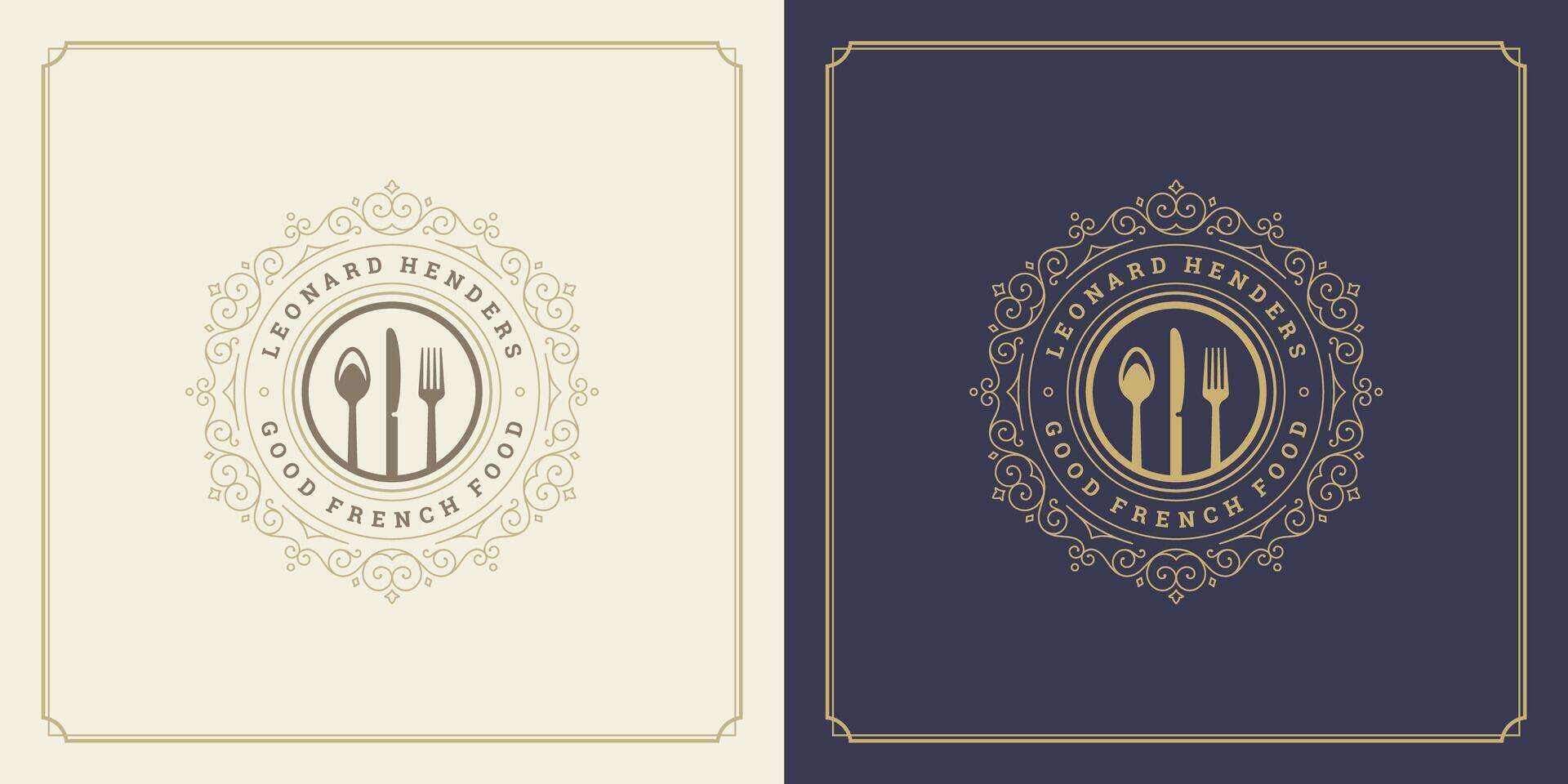 restaurante logo modelo ilustración para menú y café firmar vector