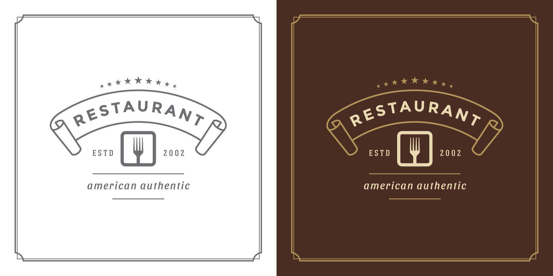 restaurante logo modelo ilustración para menú y café firmar vector