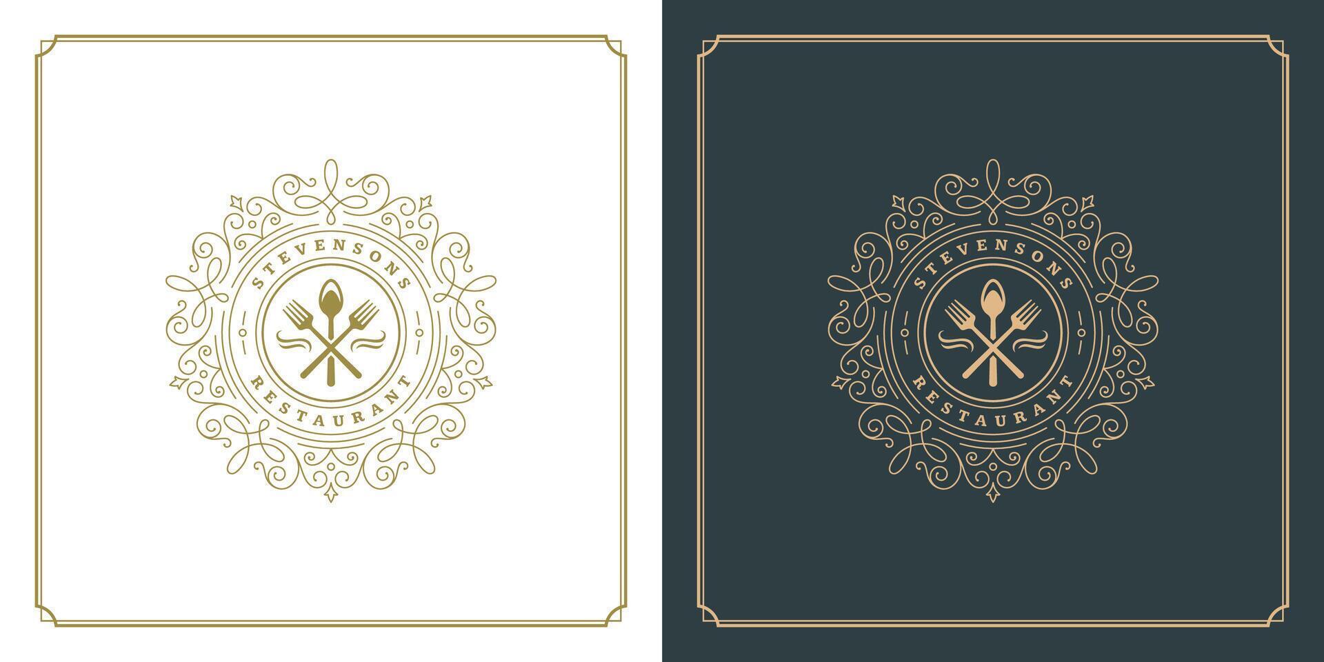 Restaurant logo template illustration for menu and cafe sign vector