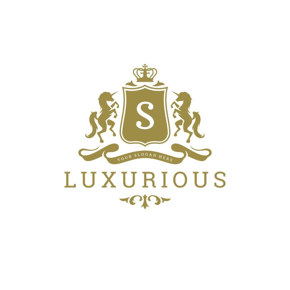 Luxury logo crest template design illustration. vector