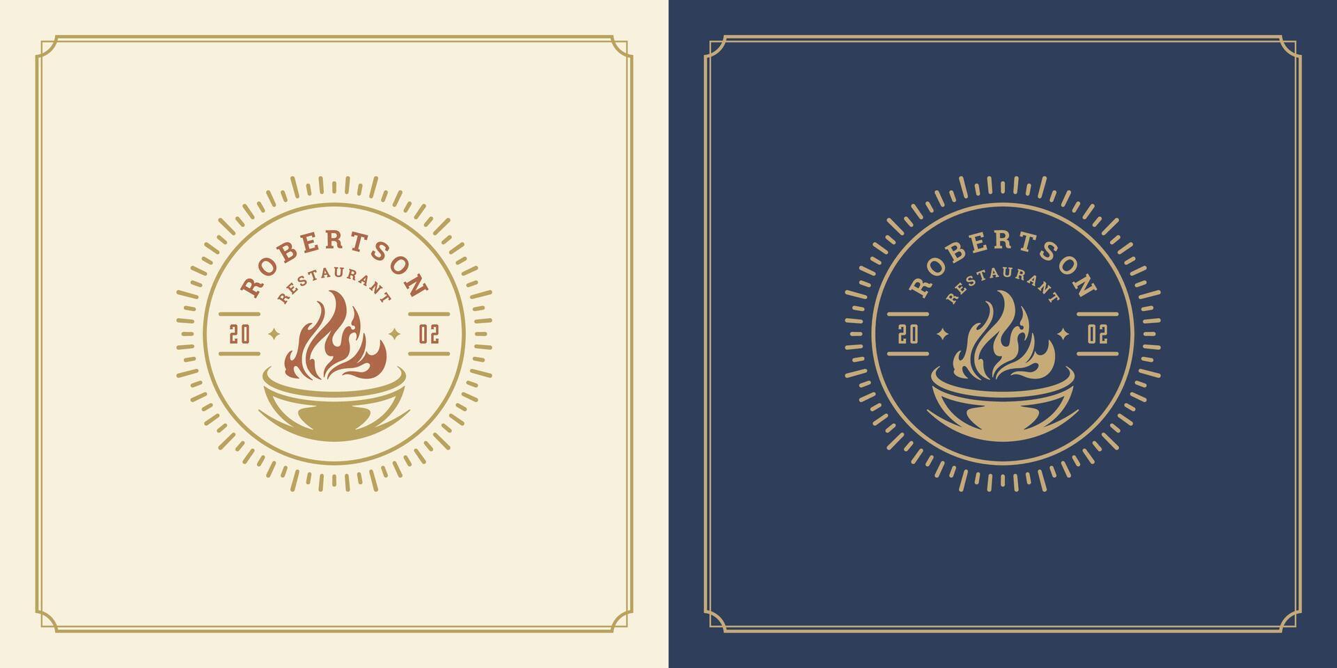 restaurante logo modelo ilustración para menú y café firmar vector