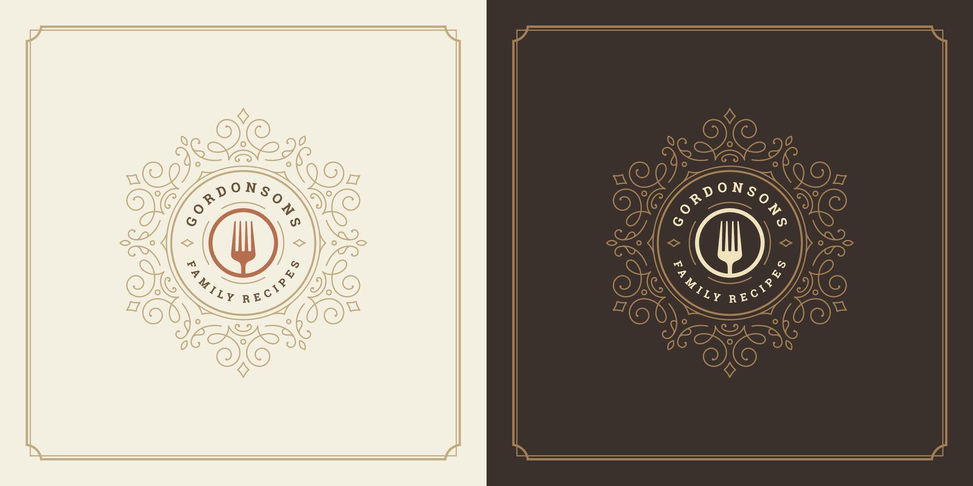 Restaurant logo template illustration for menu and cafe sign vector