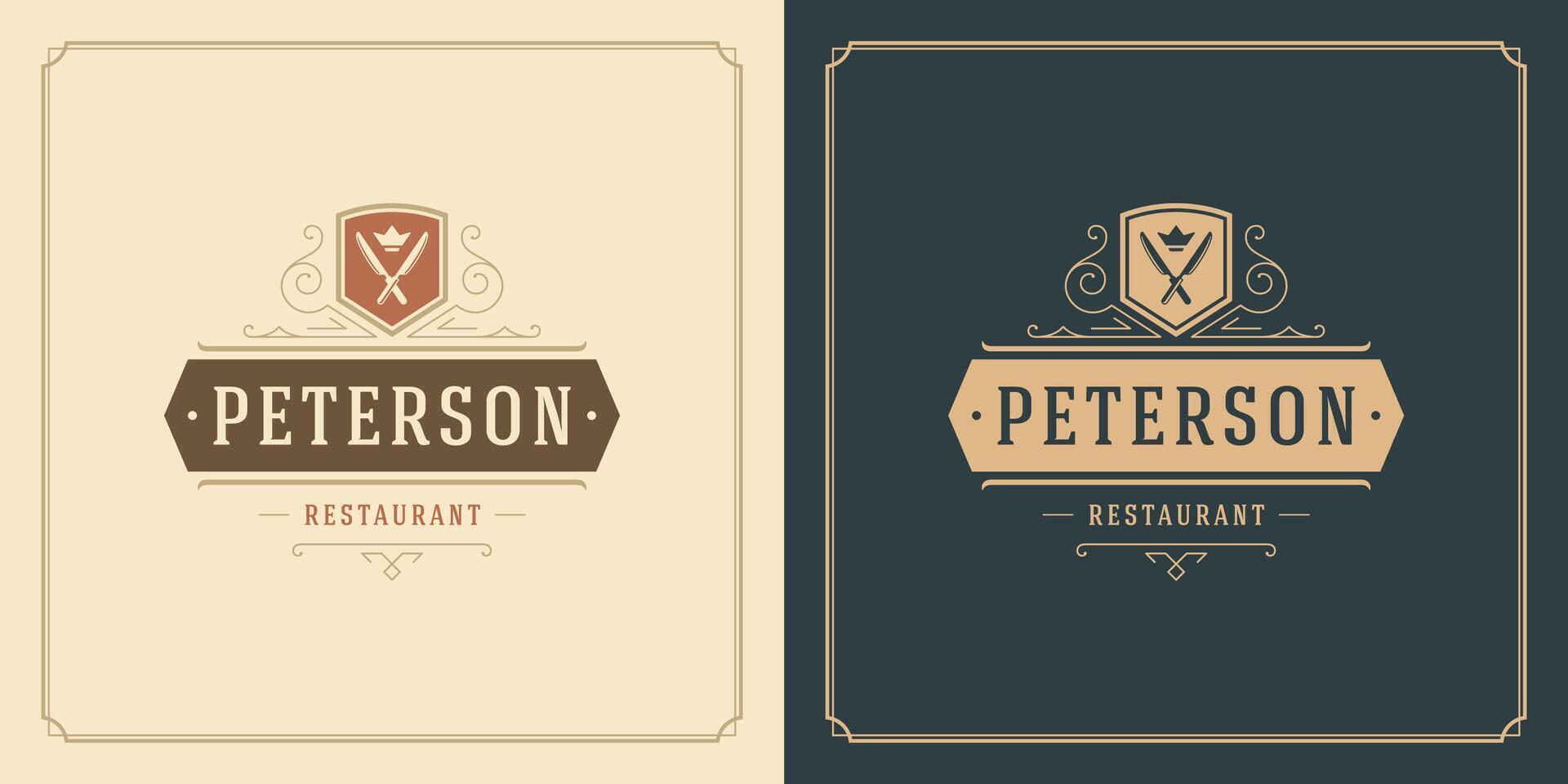 Restaurant logo template illustration for menu and cafe sign vector