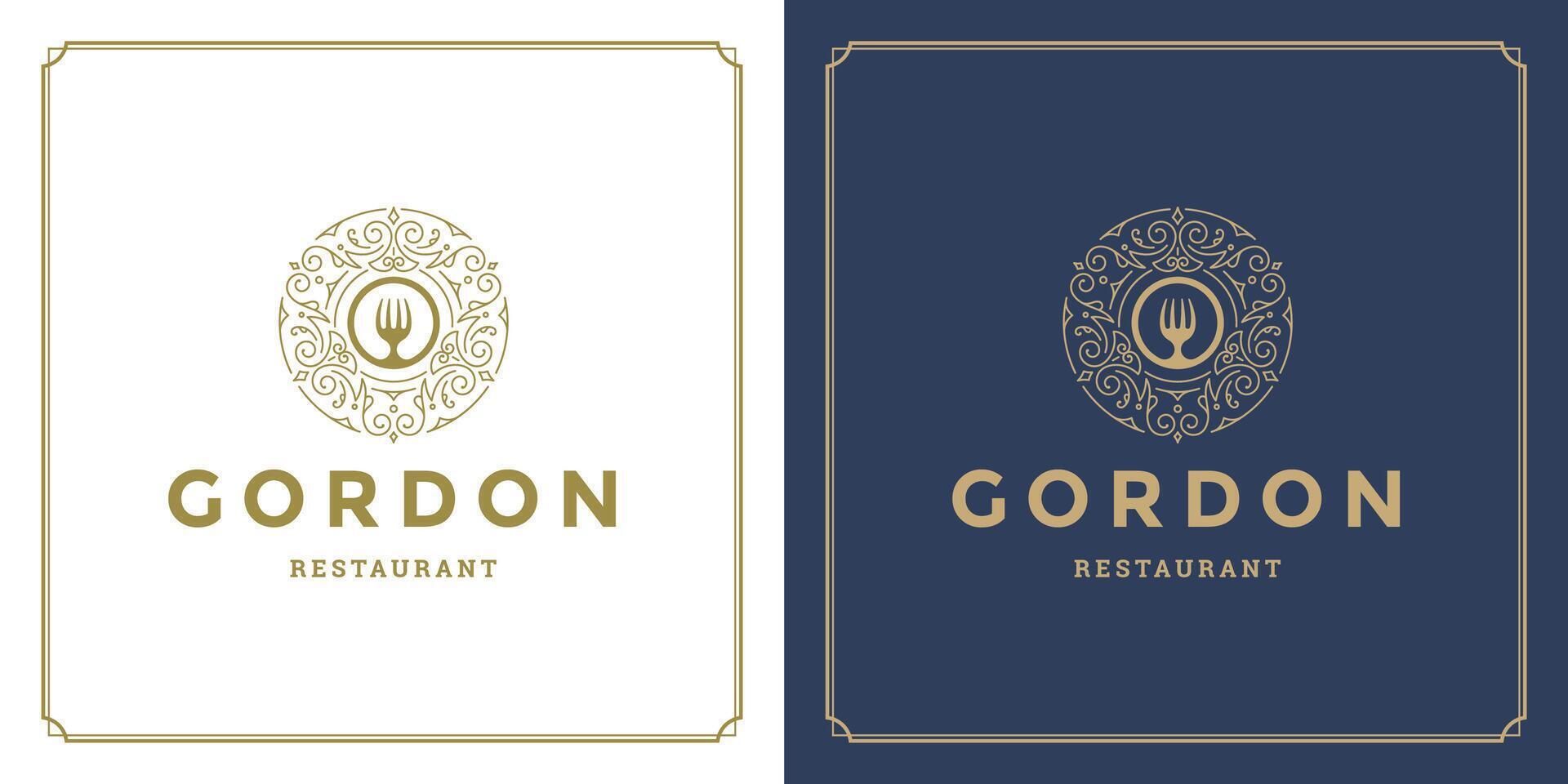 Restaurant logo template illustration for menu and cafe sign vector