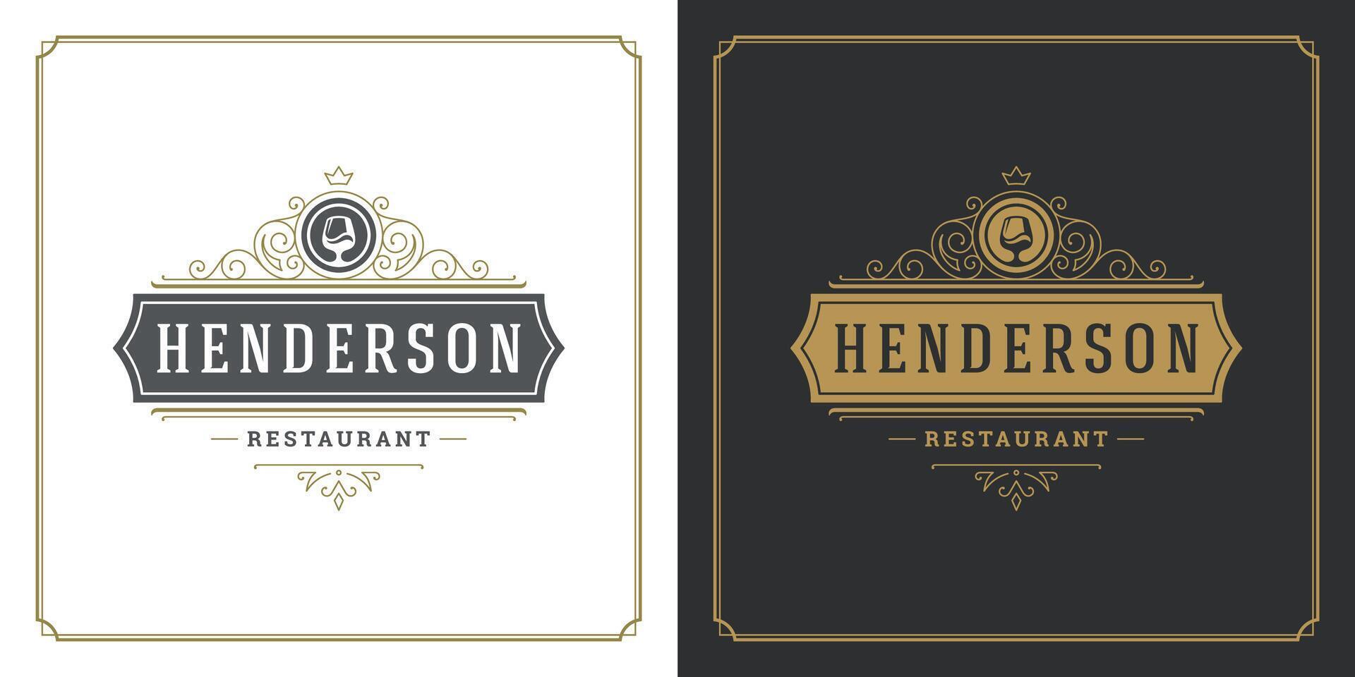 Restaurant logo template illustration for menu and cafe sign vector