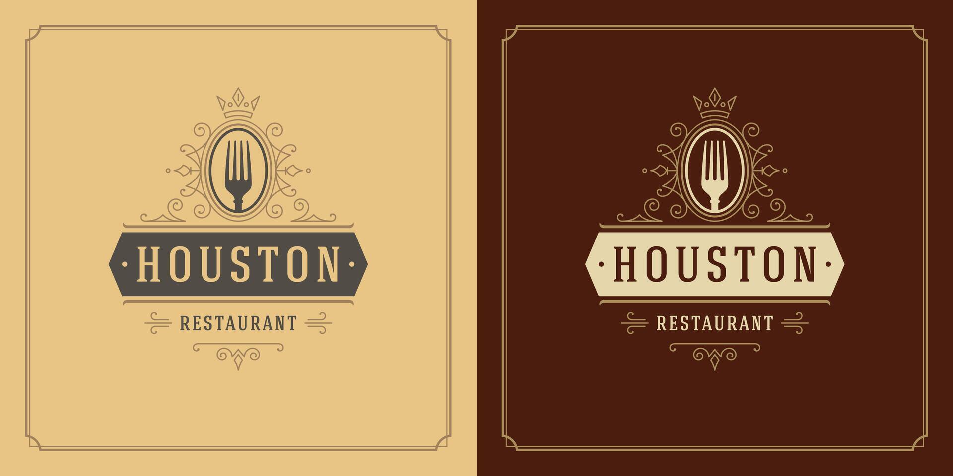 restaurante logo modelo ilustración para menú y café firmar vector