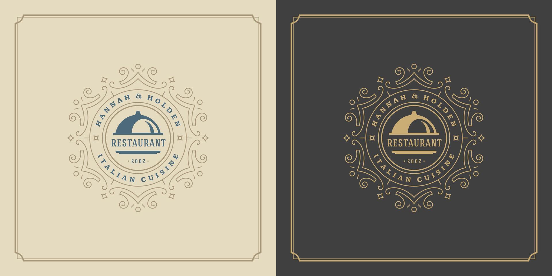 Restaurant logo template illustration for menu and cafe sign vector