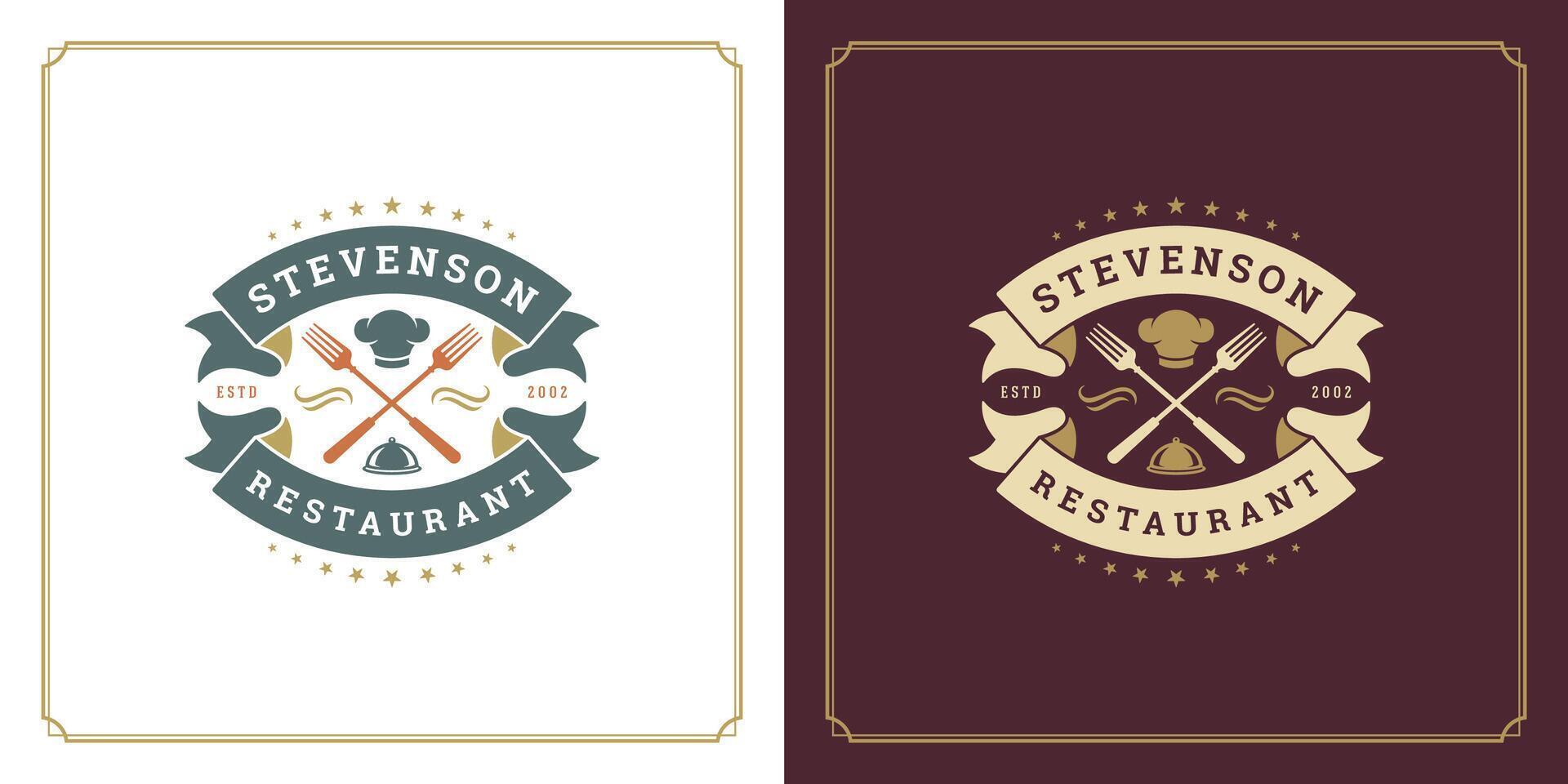 Restaurant logo template illustration for menu and cafe sign vector