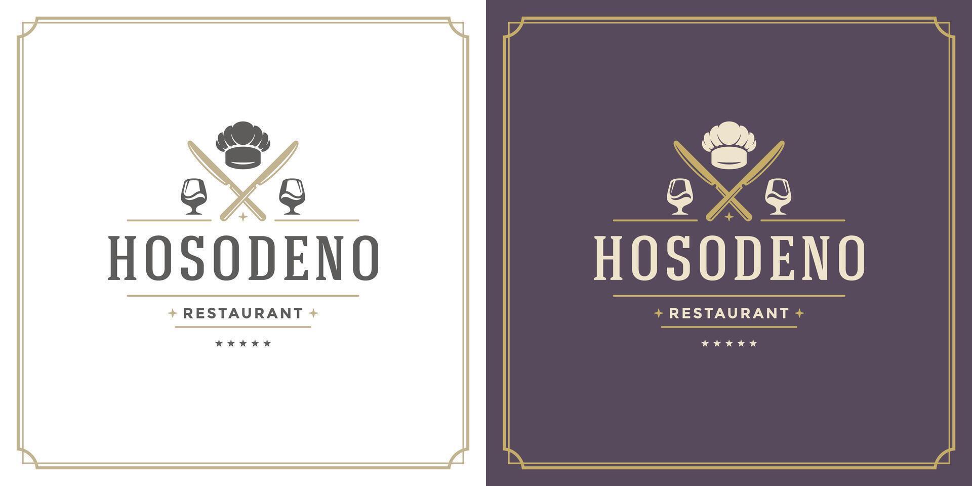 restaurante logo modelo ilustración para menú y café firmar vector