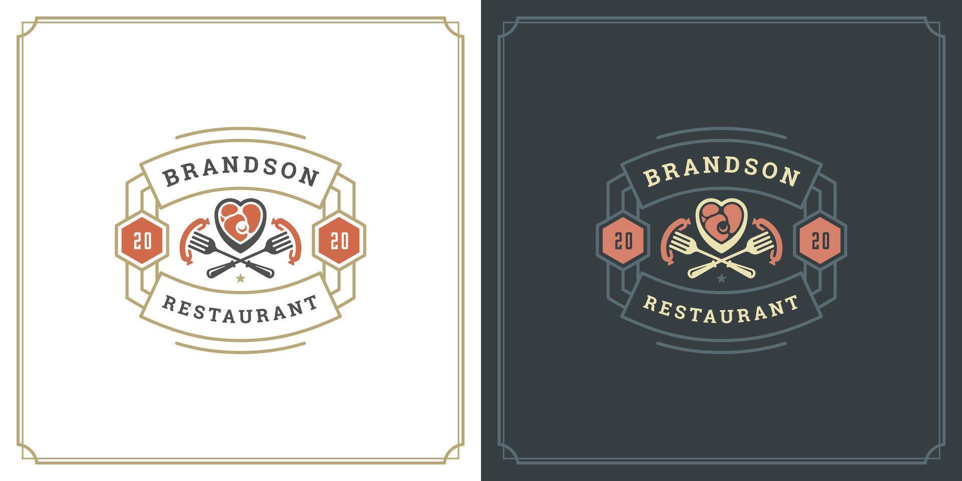 Restaurant logo template illustration for menu and cafe sign vector