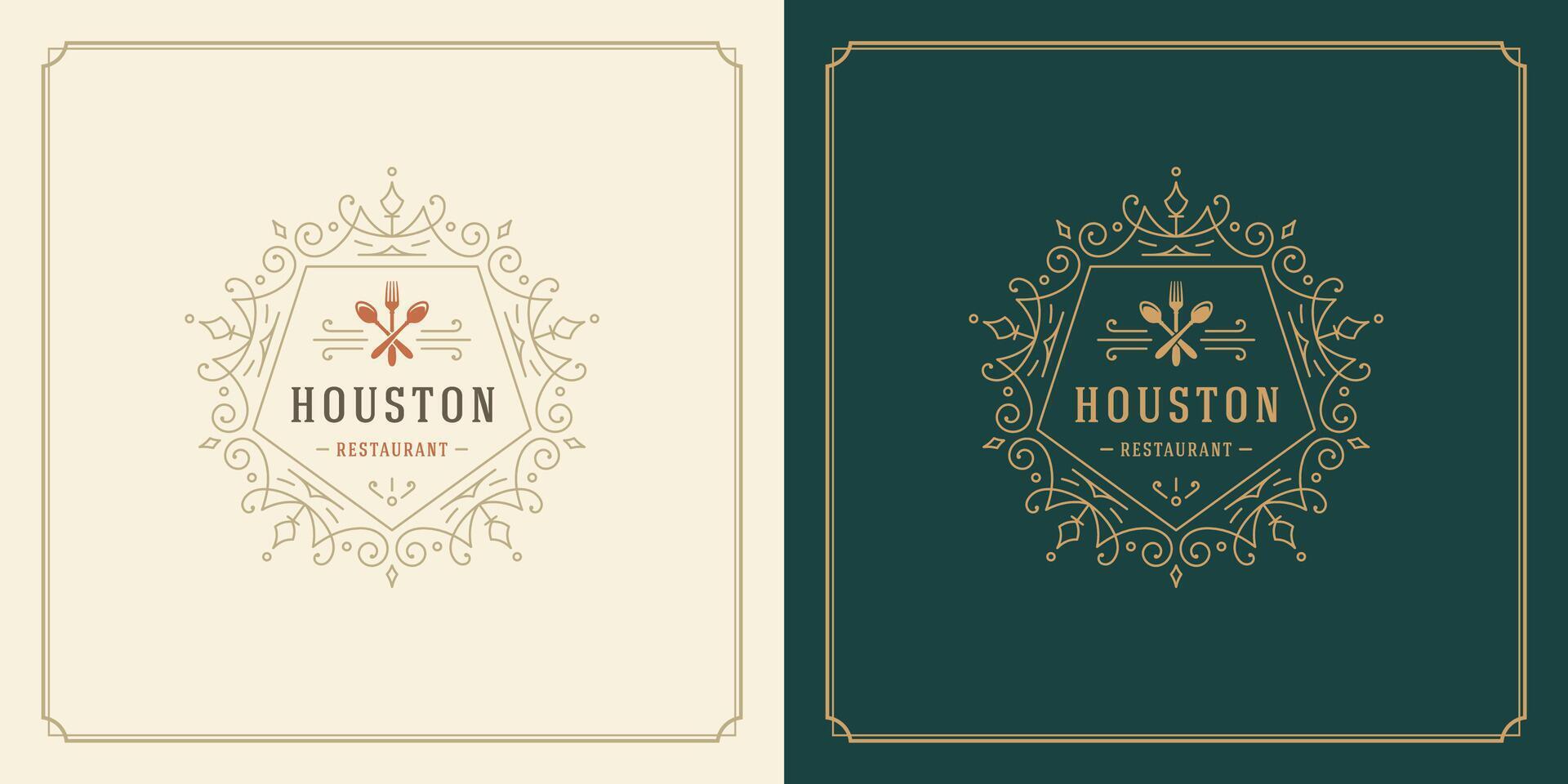 Restaurant logo template illustration for menu and cafe sign vector