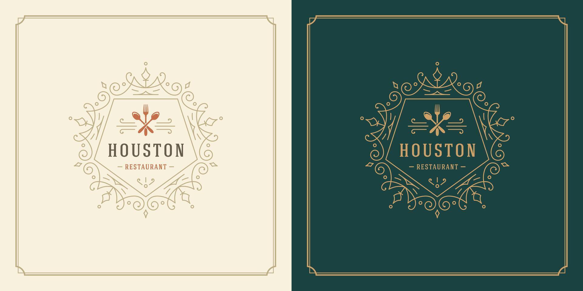 Restaurant logo template illustration for menu and cafe sign vector