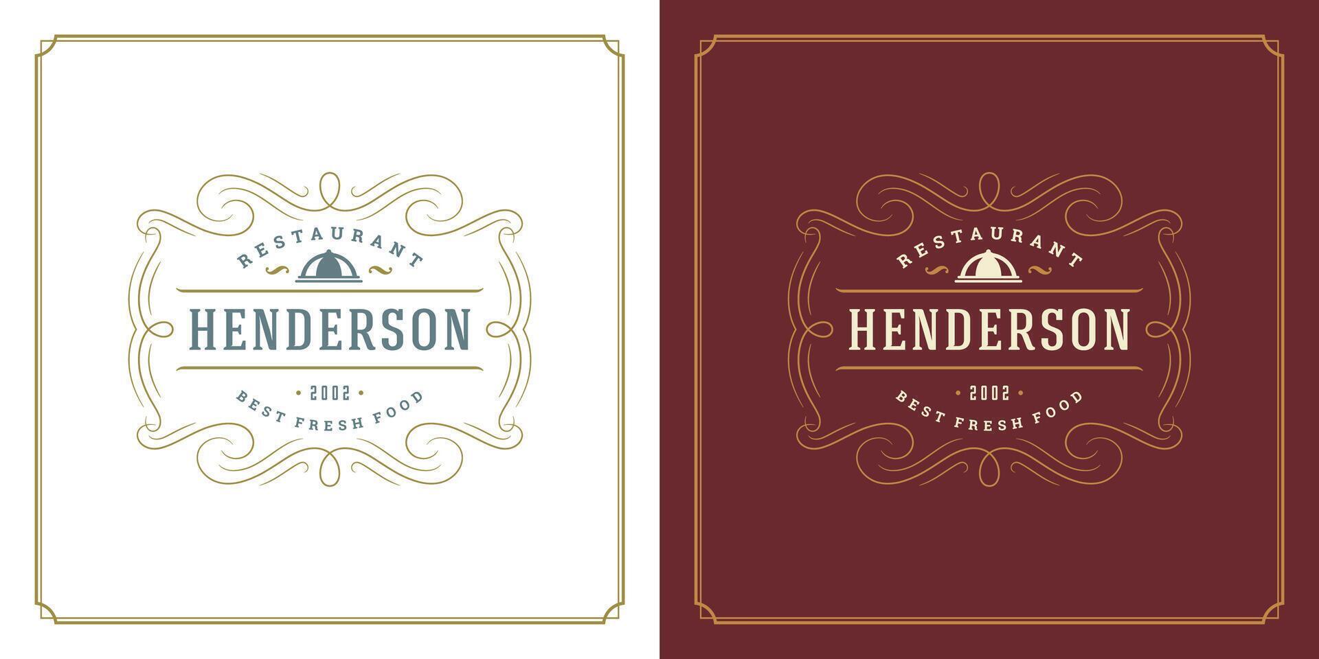 Restaurant logo template illustration for menu and cafe sign vector