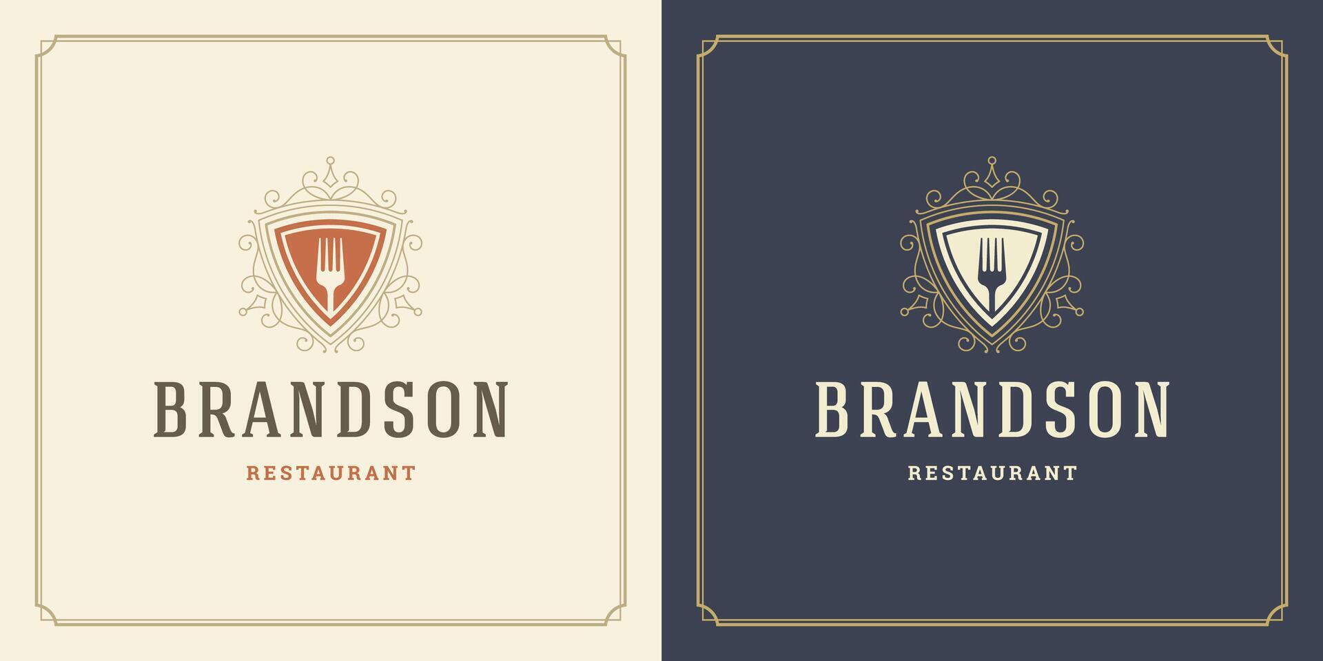 Restaurant logo template illustration for menu and cafe sign vector