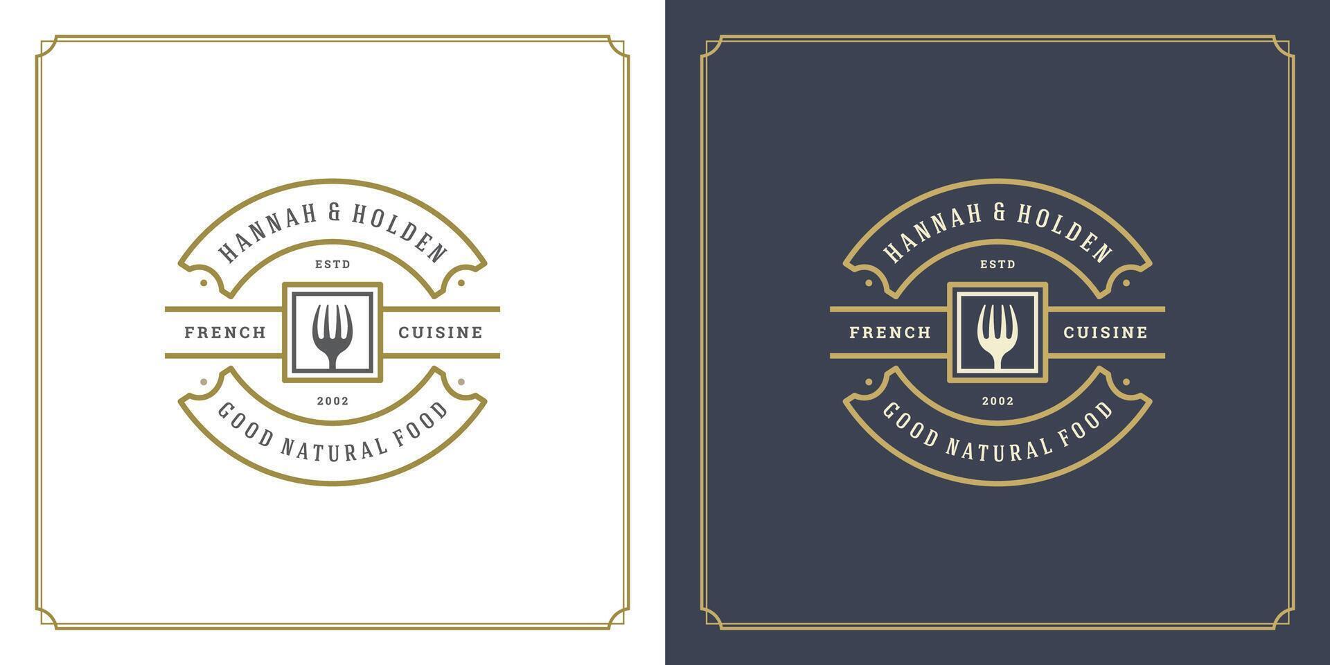 Restaurant logo template illustration for menu and cafe sign vector