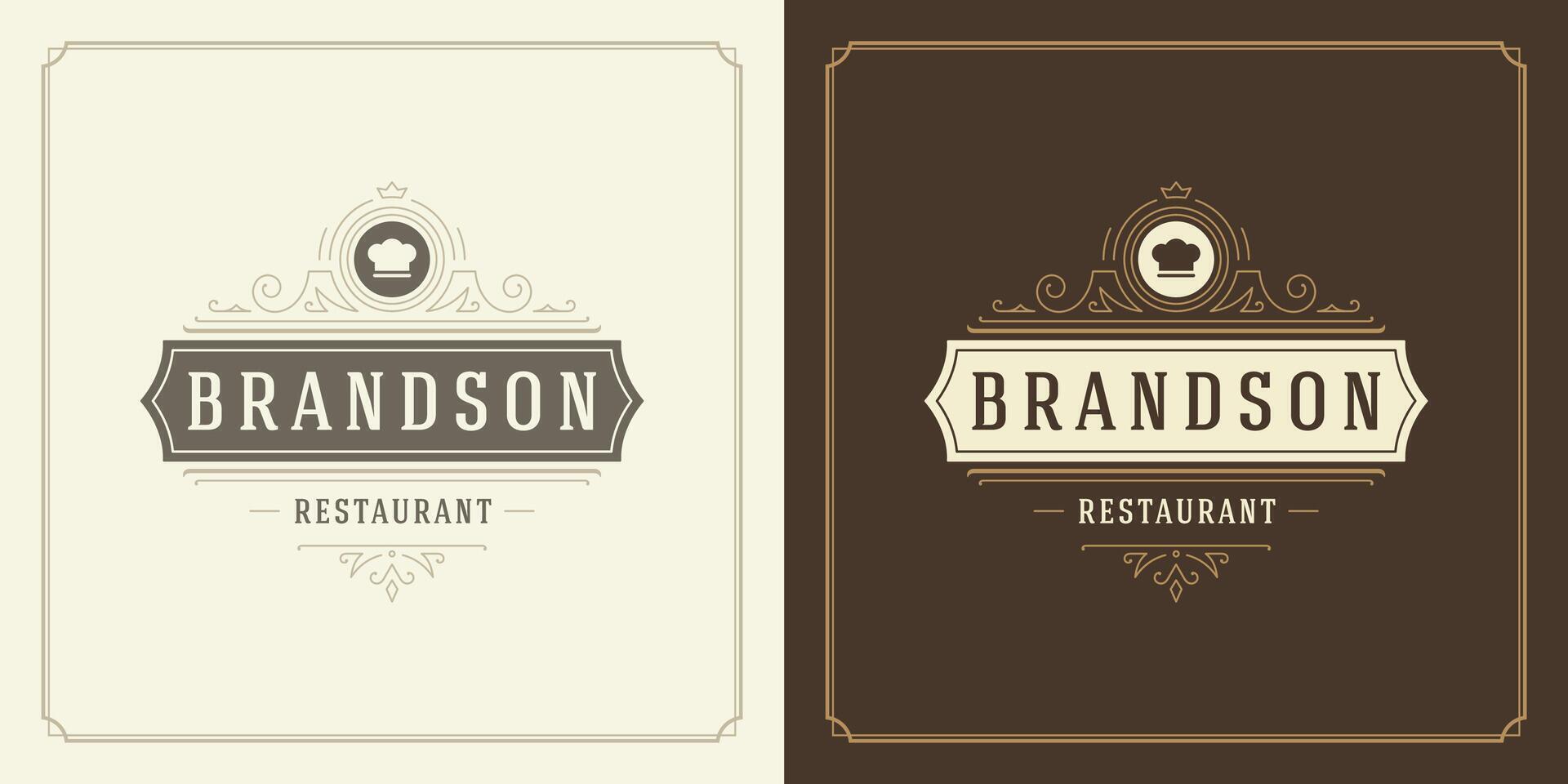 restaurante logo modelo ilustración para menú y café firmar vector