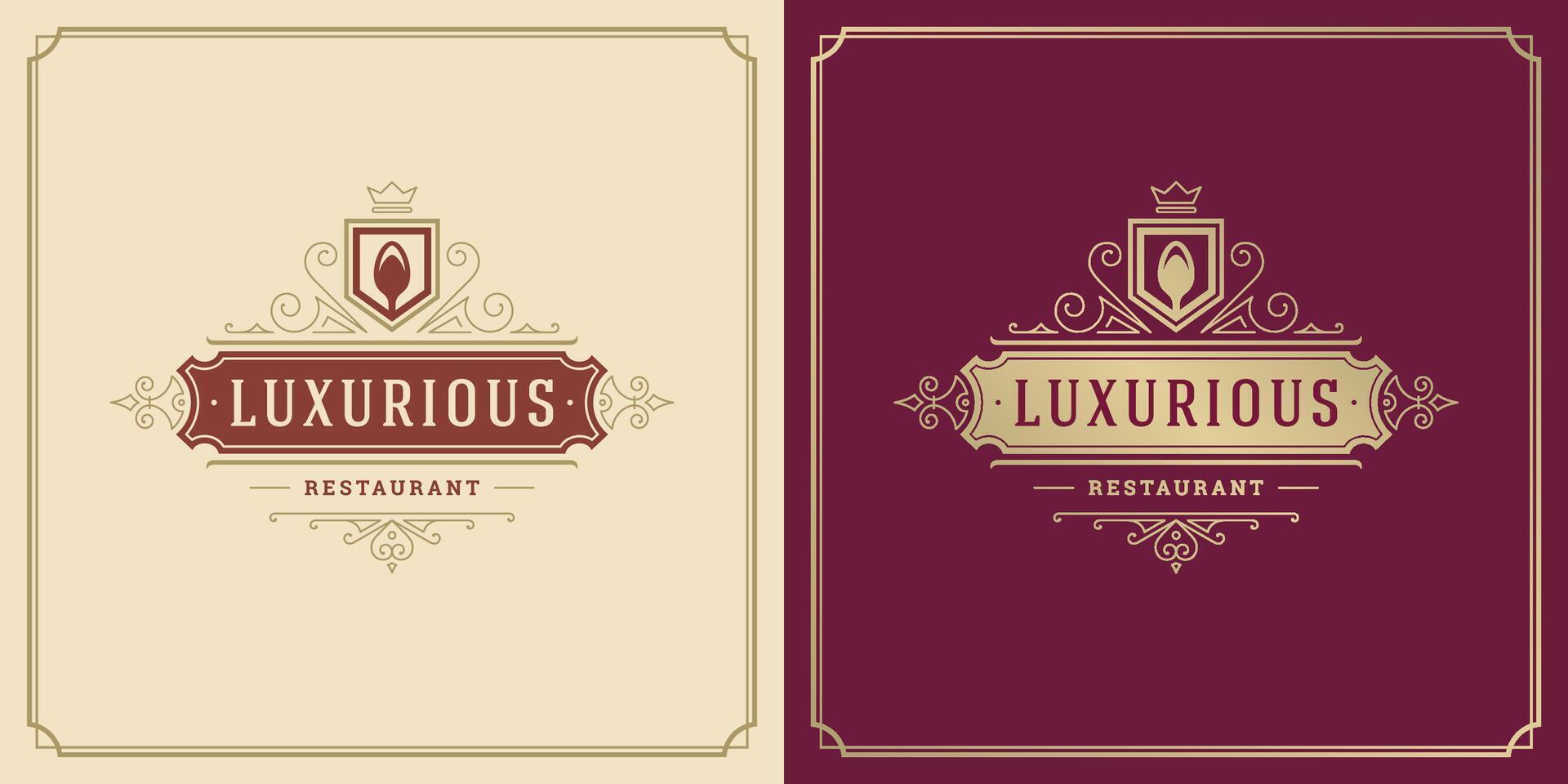 Restaurant logo template illustration for menu and cafe sign vector