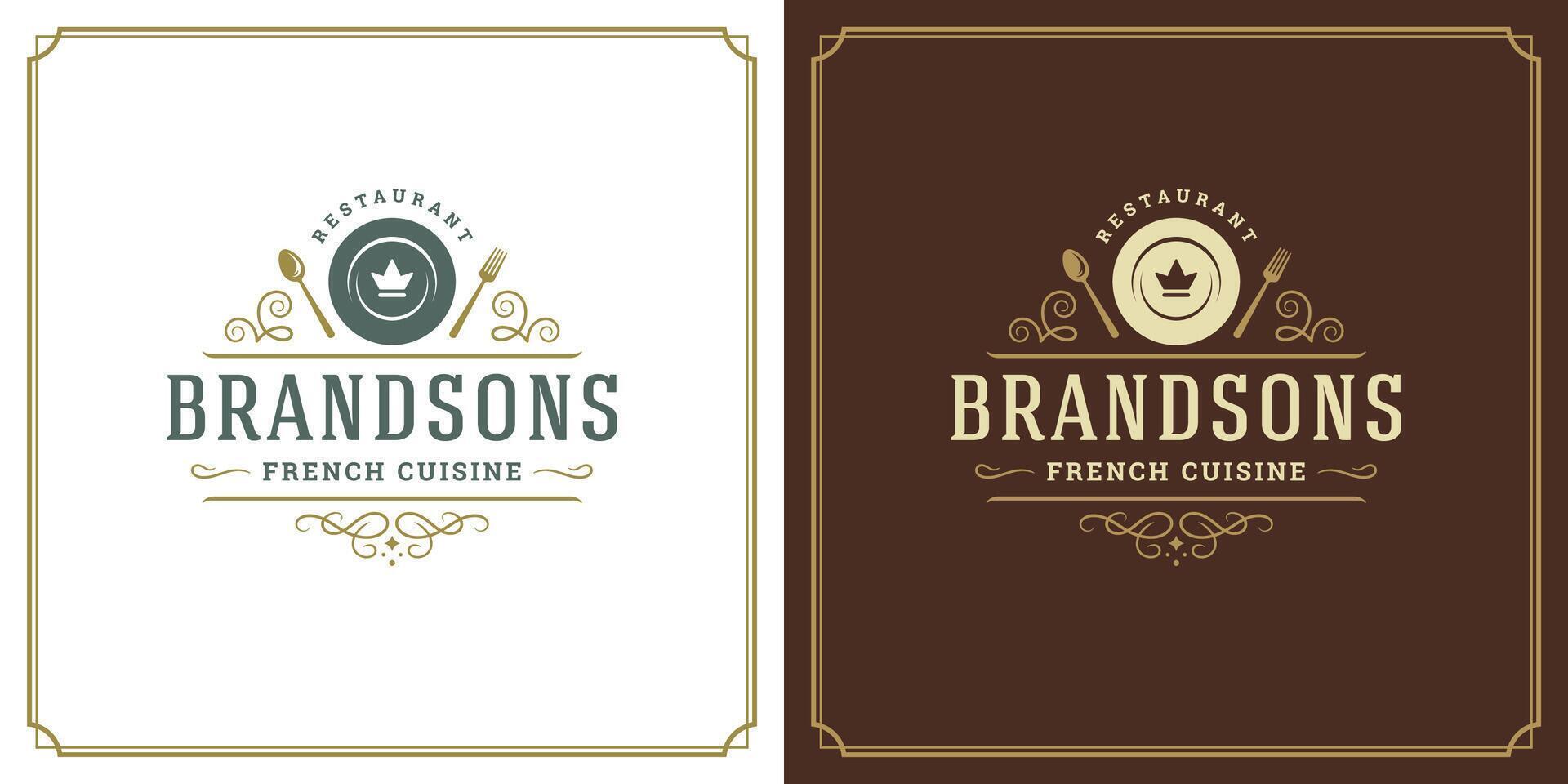 Restaurant logo template illustration for menu and cafe sign vector
