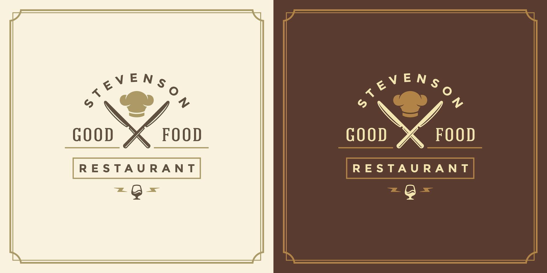 restaurante logo modelo ilustración para menú y café firmar vector