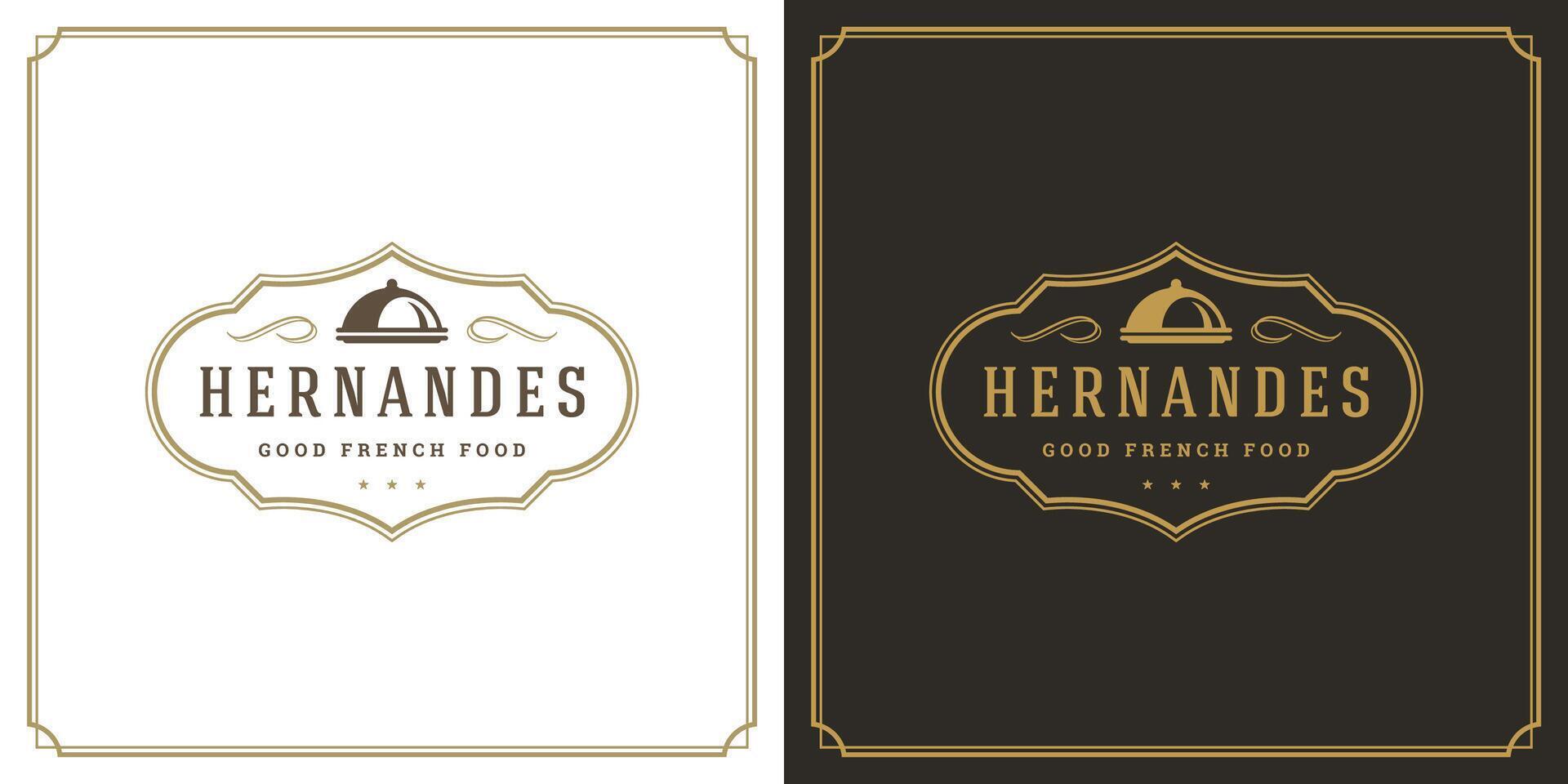 Restaurant logo template illustration for menu and cafe sign vector