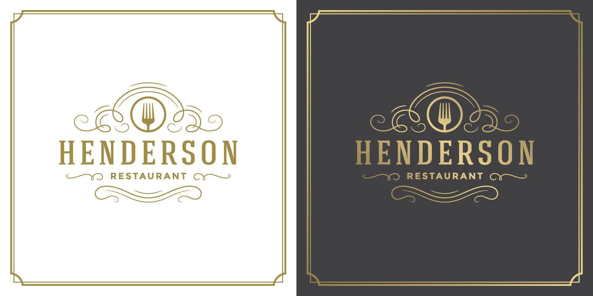 restaurante logo modelo ilustración para menú y café firmar vector