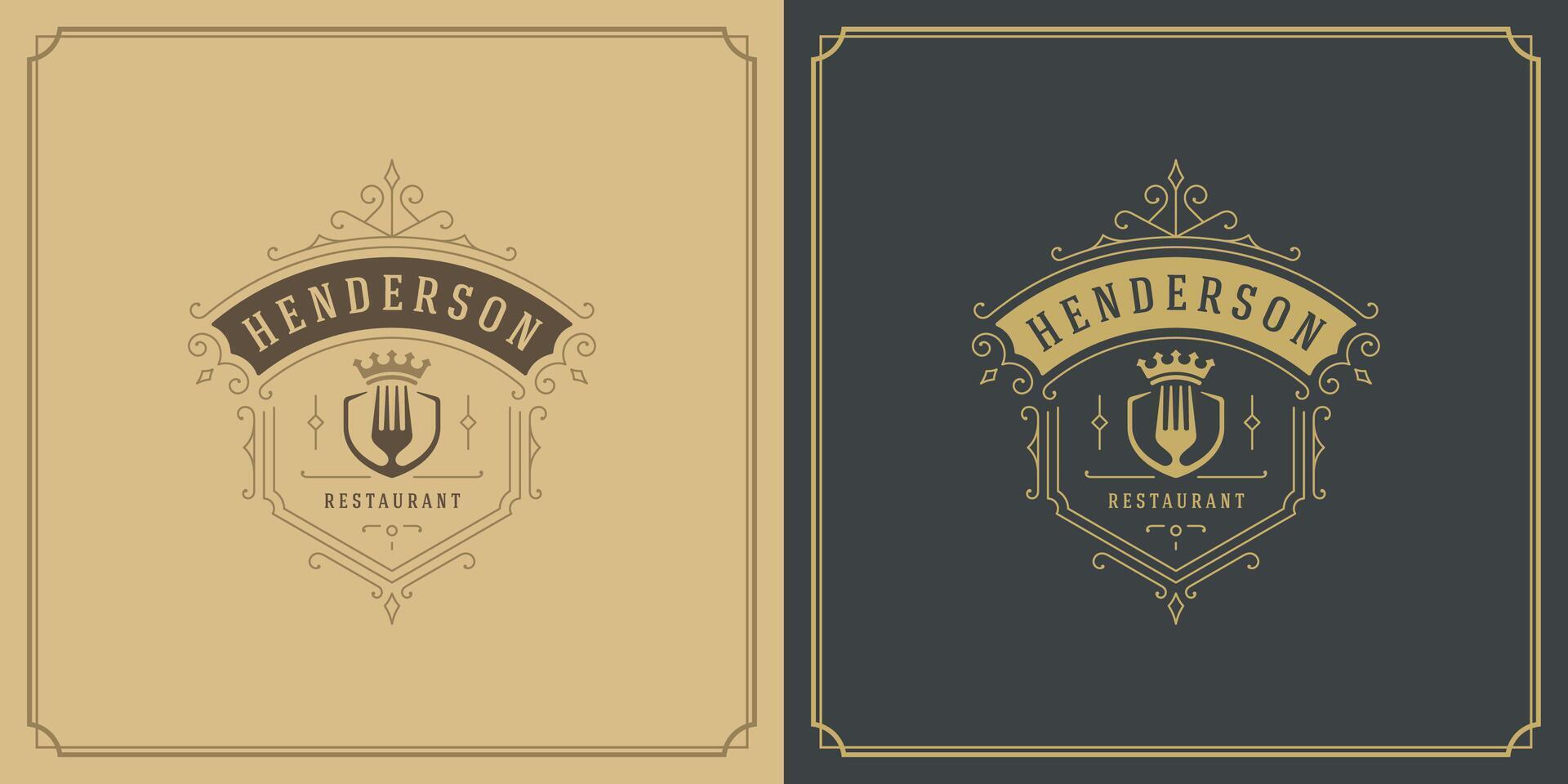 Restaurant logo template illustration for menu and cafe sign vector